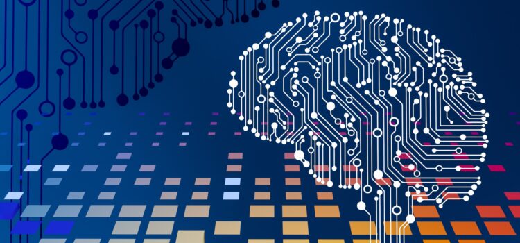 a computer circuit board with a brain on it