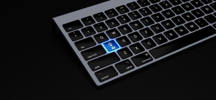 7 Great Examples of How AI is Helping Small Businesses a black keyboard with a blue button on it