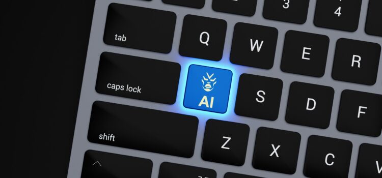 a-close-up-of-a-keyboard-with-a-blue-button